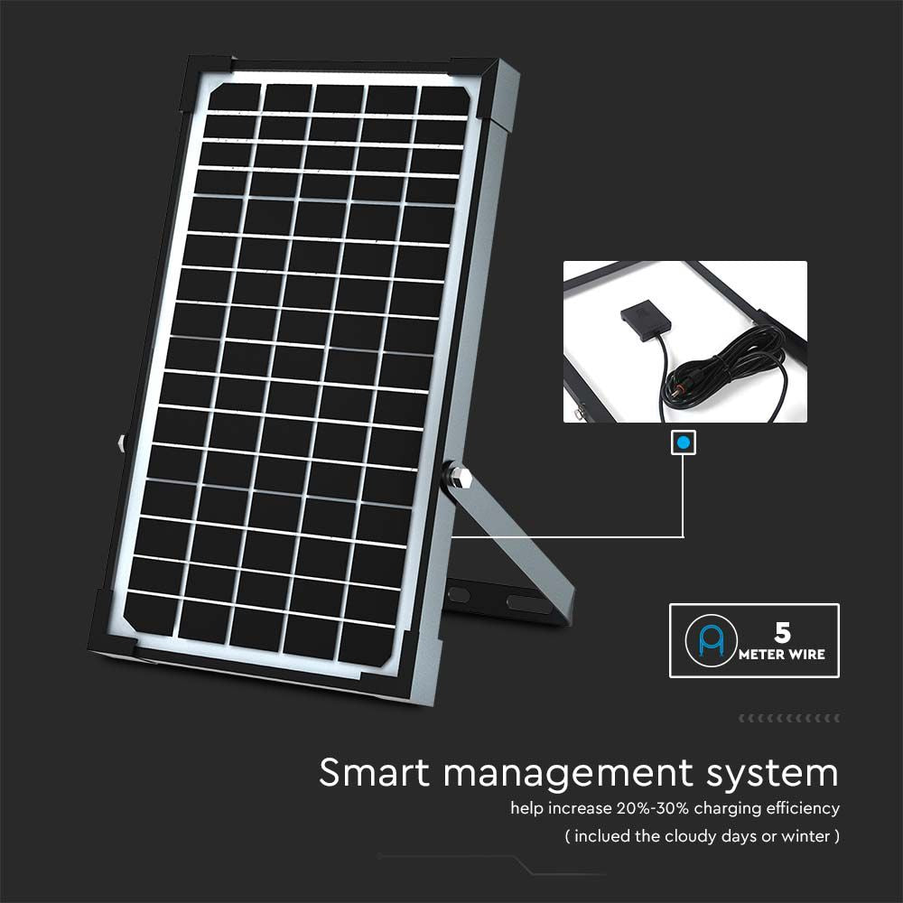 30W Naświetlacz solarny LED 4800LM / Bateria: Lithium Battery 6.4V 6000mA / Barwa: 4000K / Kolor: Czarny