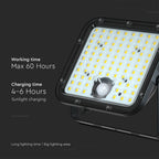 30W Naświetlacz solarny LED 4800LM / Bateria: Lithium Battery 6.4V 6000mA / Barwa: 6000K / Kolor: Czarny