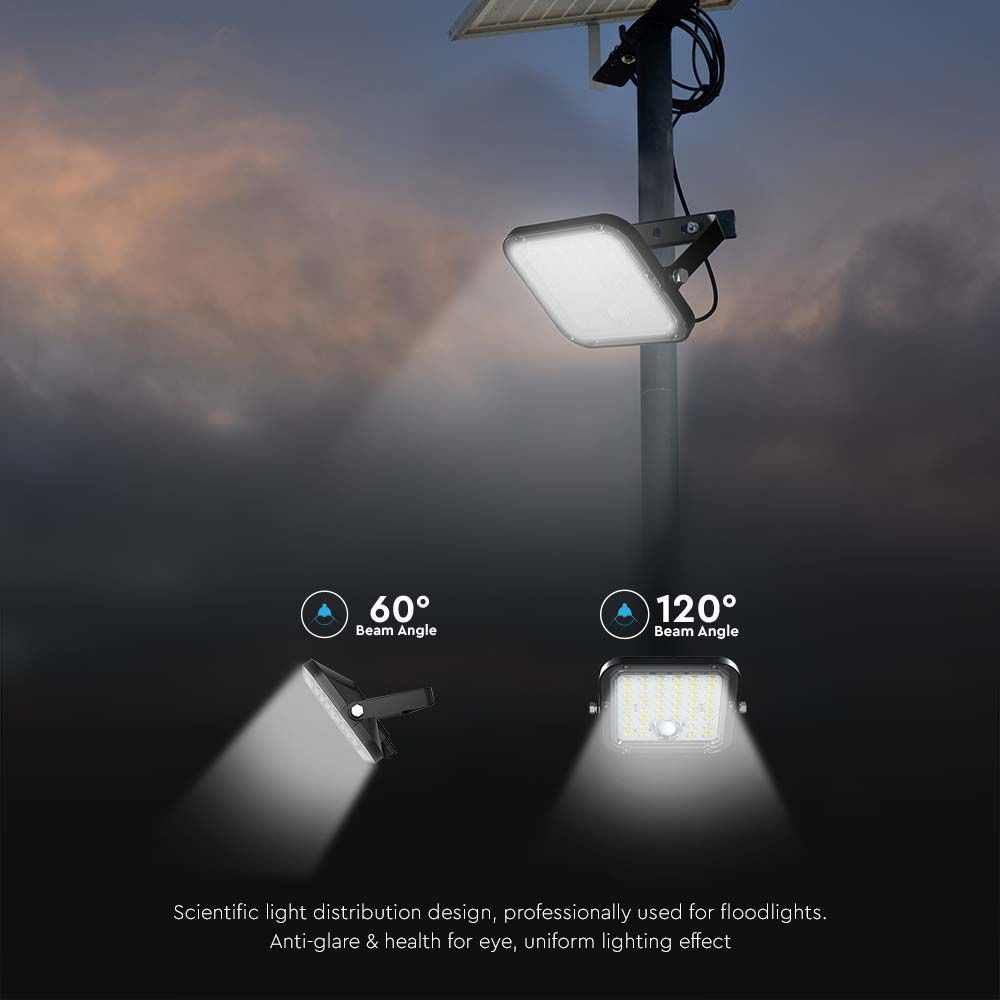 30W Naświetlacz solarny LED 4800LM / Bateria: Lithium Battery 6.4V 6000mA / Barwa: 6000K / Kolor: Czarny