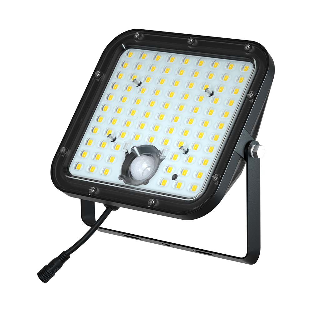 30W Naświetlacz solarny LED 4800LM / Bateria: Lithium Battery 6.4V 6000mA / Barwa: 6000K / Kolor: Czarny