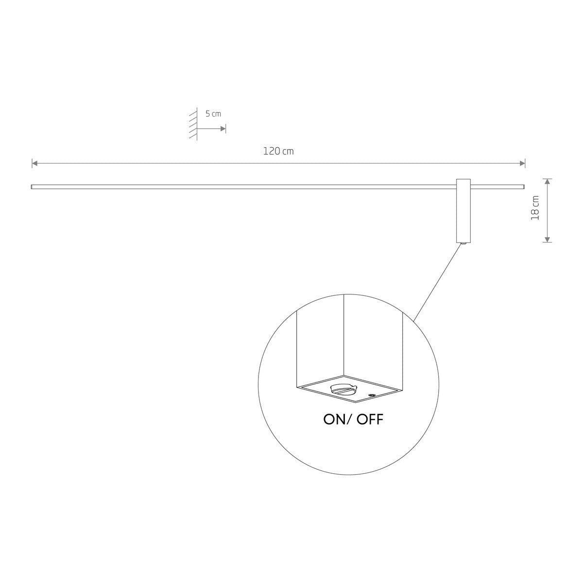 Nowodvorski Kinkiet z włącznikiem MOTIVE LED L 16W 50/60Hz - Aluminium lakierowane - Czarny I 10313