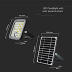 10W Naświetlacz solarny LED 1500LM / Bateria: Lithium Battery 3.7V 3600mA / Barwa: 6000K / Kolor: Czarny