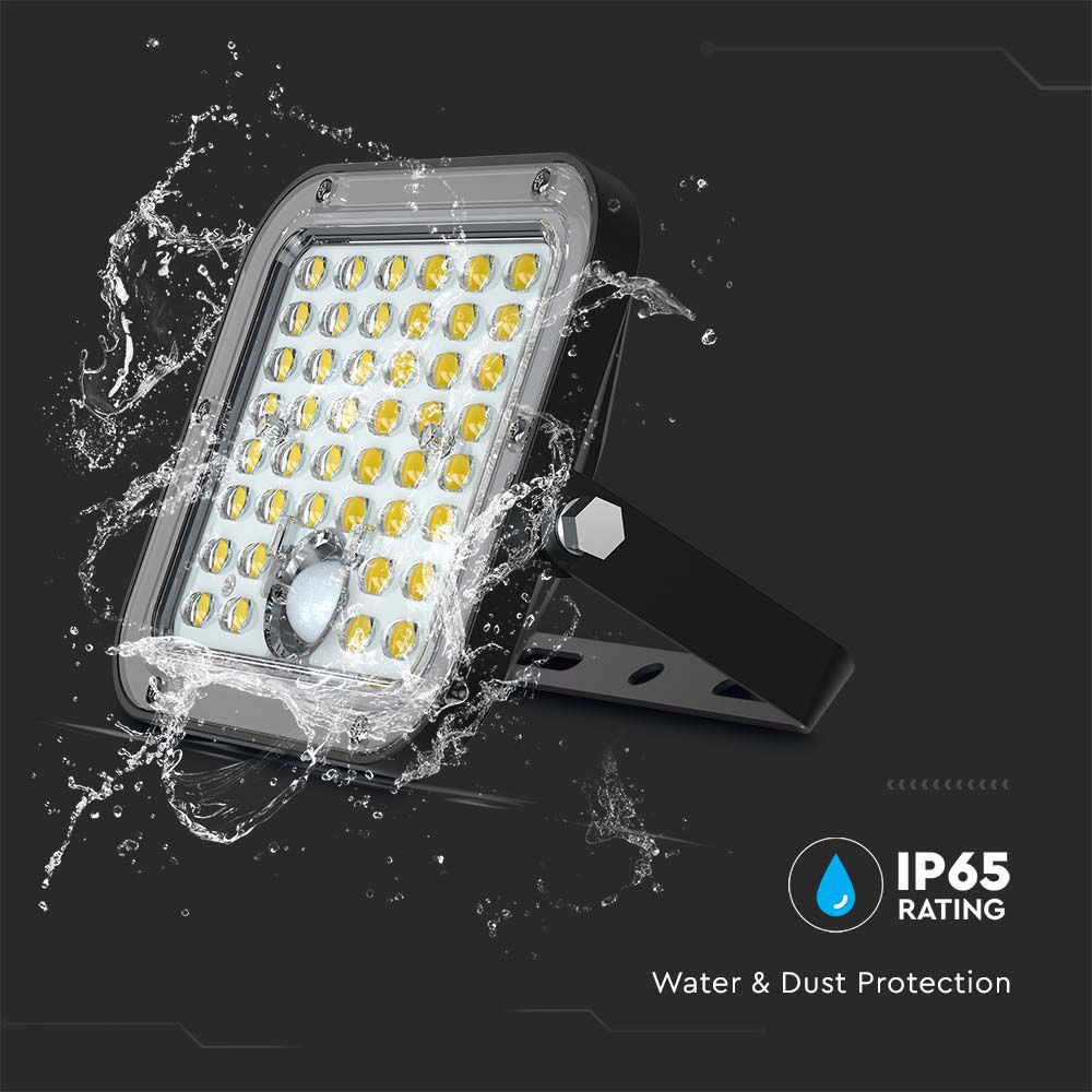 10W Naświetlacz solarny LED 1500LM / Bateria: Lithium Battery 3.7V 3600mA / Barwa: 4000K / Kolor: Czarny