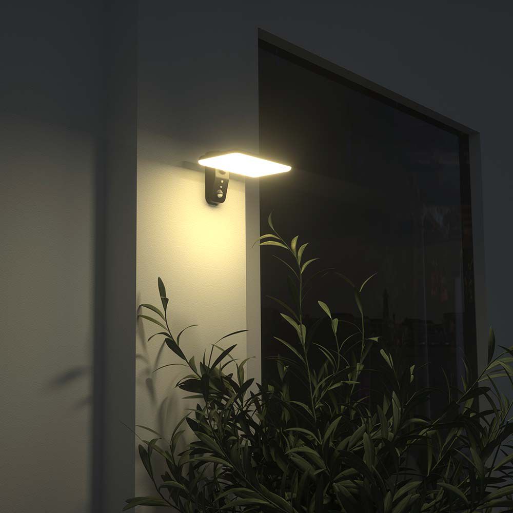 15W Lampa Solarna LED z Czujnikiem Ruchu / Bateria: LiFePO4 3.2V 6000mA / Barwa: 6000K+4000K / Kolor: Czarny