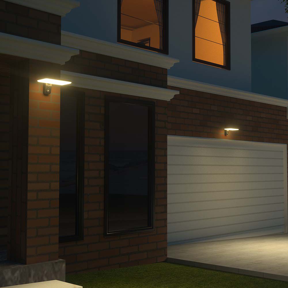 15W Lampa Solarna LED z Czujnikiem Ruchu / Bateria: LiFePO4 3.2V 6000mA / Barwa: 6000K+4000K / Kolor: Czarny
