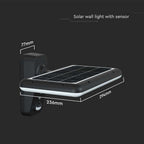 15W Lampa Solarna LED z Czujnikiem Ruchu / Bateria: LiFePO4 3.2V 6000mA / Barwa: 6000K+4000K / Kolor: Czarny