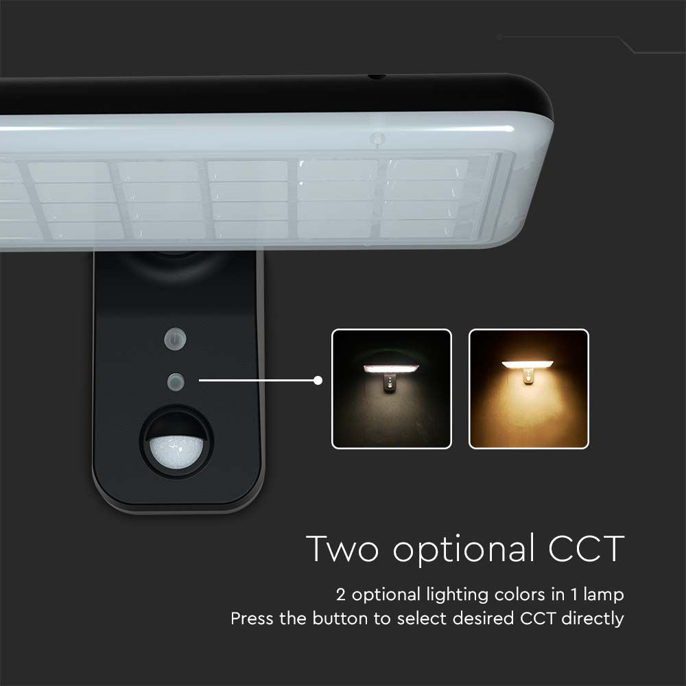 15W Lampa Solarna LED z Czujnikiem Ruchu / Bateria: LiFePO4 3.2V 6000mA / Barwa: 6000K+4000K / Kolor: Czarny