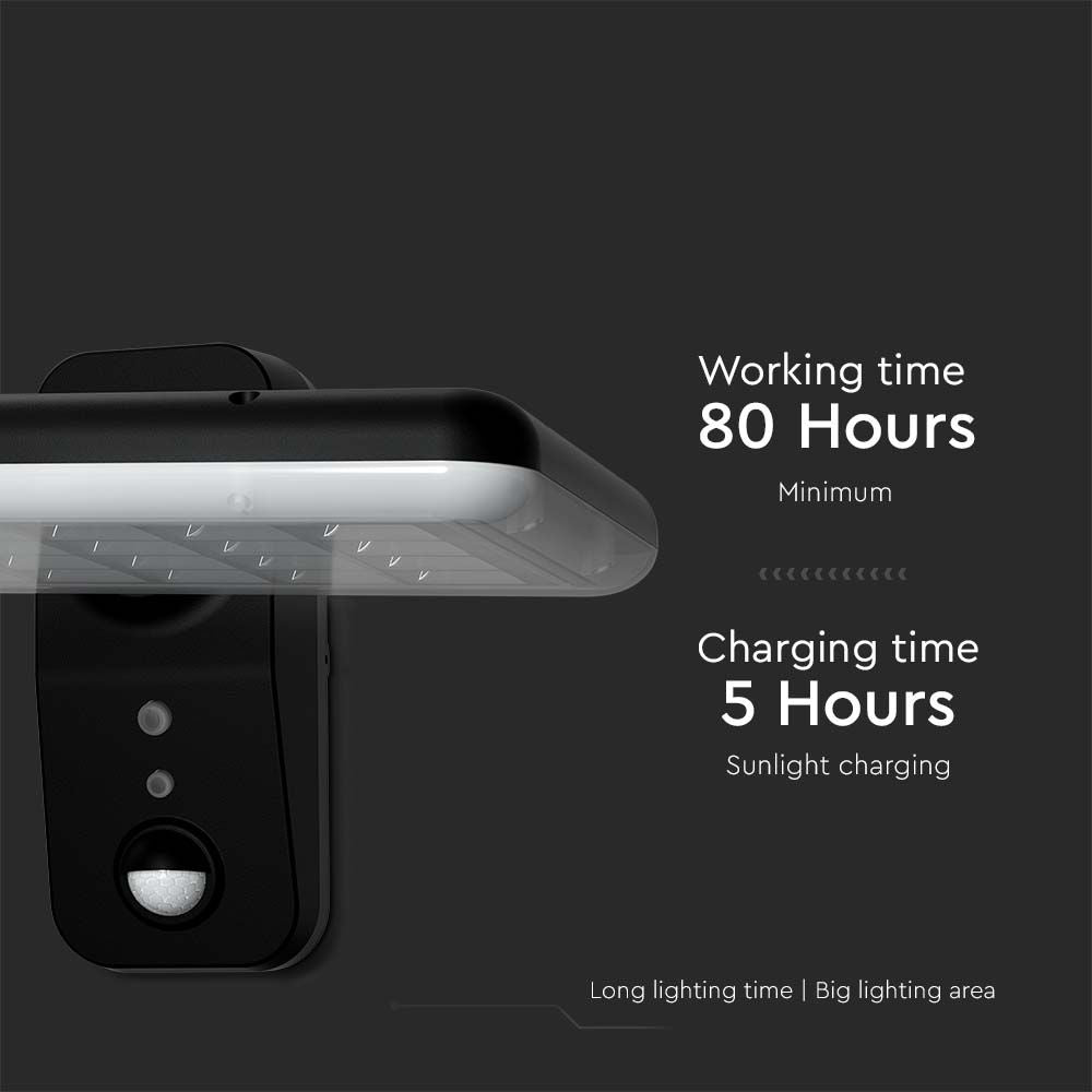15W Lampa Solarna LED z Czujnikiem Ruchu / Bateria: LiFePO4 3.2V 6000mA / Barwa: 6000K+4000K / Kolor: Czarny