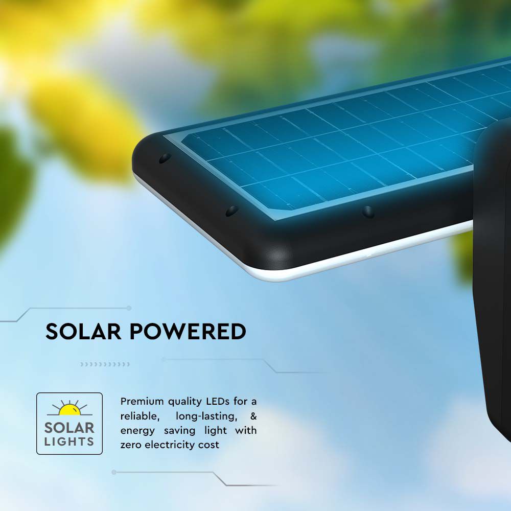 15W Lampa Solarna LED z Czujnikiem Ruchu / Bateria: LiFePO4 3.2V 6000mA / Barwa: 6000K+4000K / Kolor: Czarny