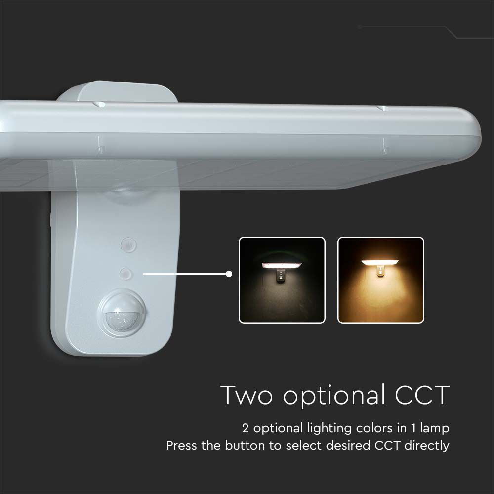 15W Lampa Solarna LED z Czujnikiem Ruchu / Bateria: LiFePO4 3.2V 6000mA / Barwa: 6000K+4000K / Kolor: Biała