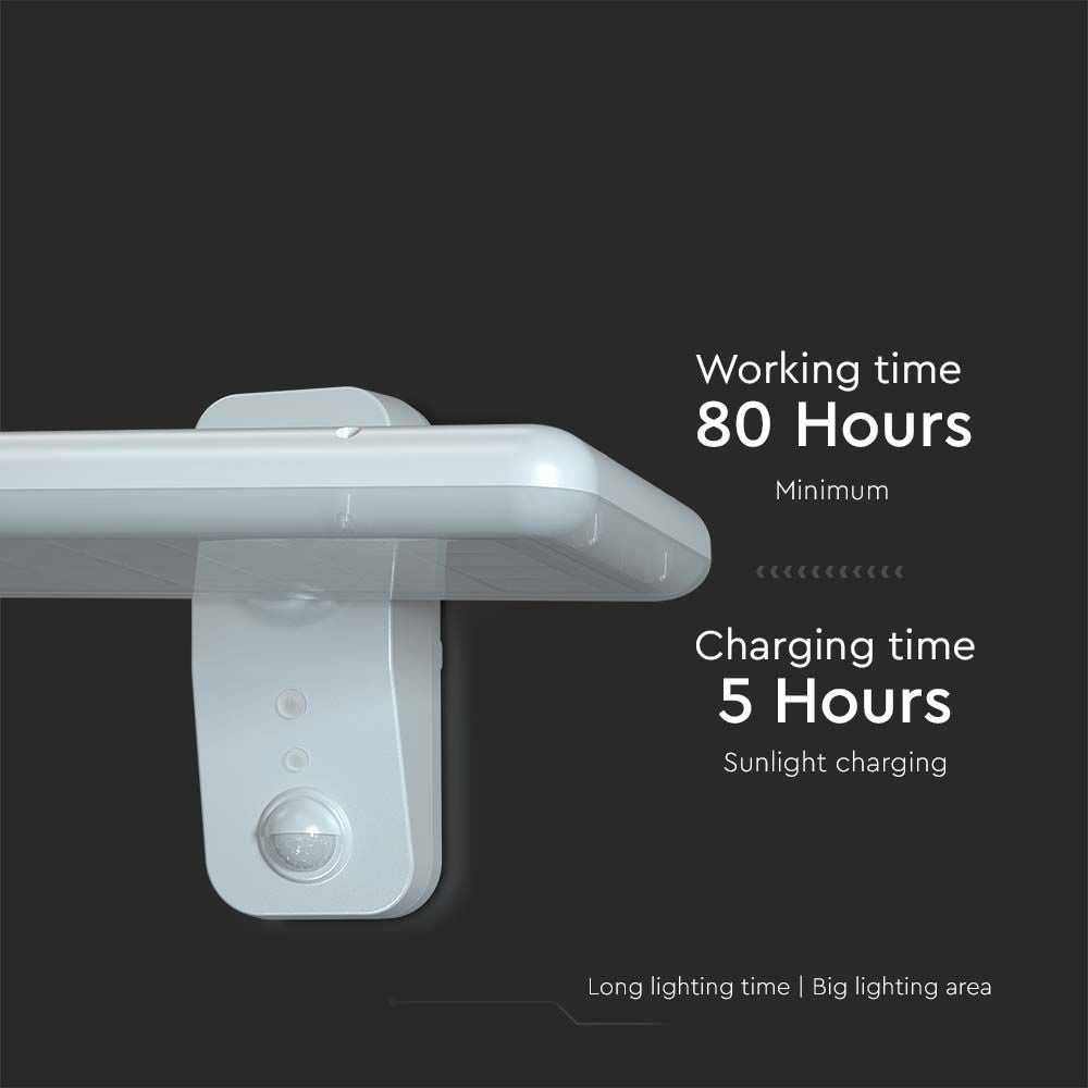 15W Lampa Solarna LED z Czujnikiem Ruchu / Bateria: LiFePO4 3.2V 6000mA / Barwa: 6000K+4000K / Kolor: Biała