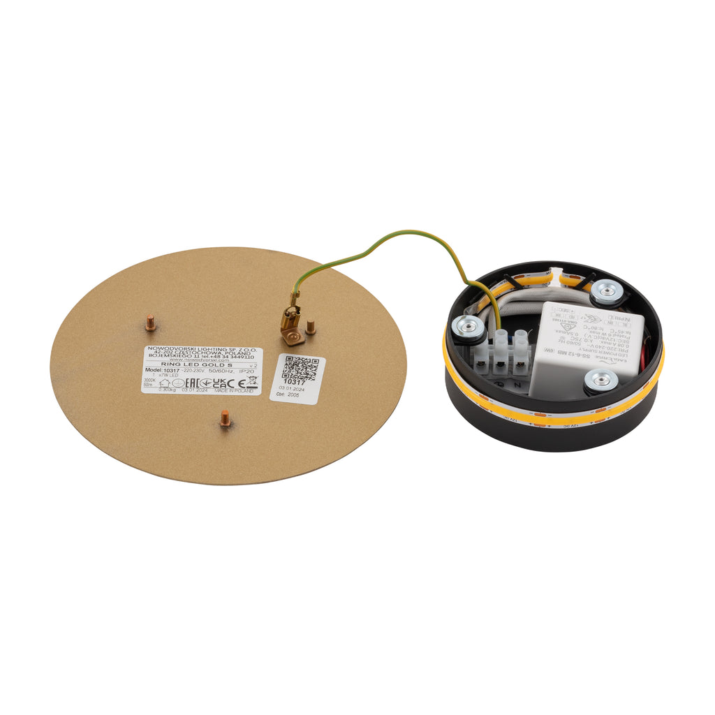 Nowodvorski Kinkiet RING LED S 7W 50/60Hz - Stal lakierowana - Satynowy złoty