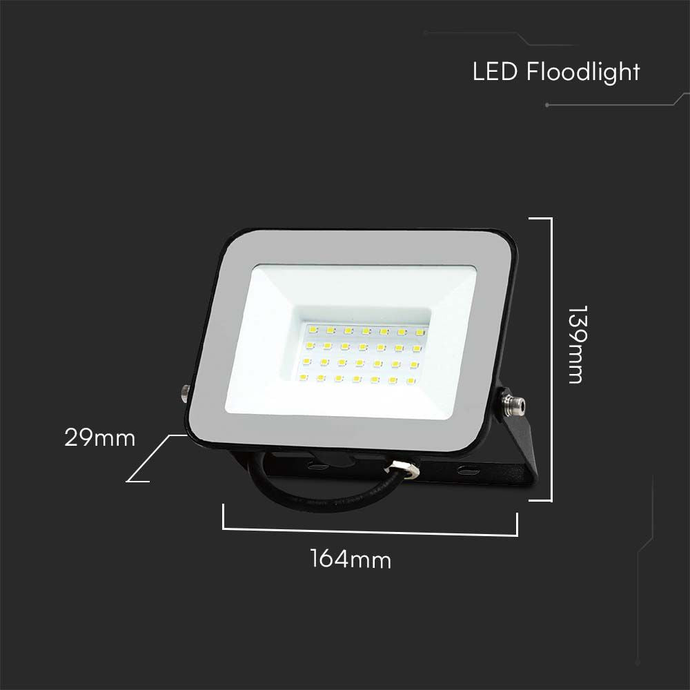 30W Naświetlacz LED SMD / Chip SAMSUNG / Barwa: 4000K / Obudowa: Czarna / Przewód: 1m