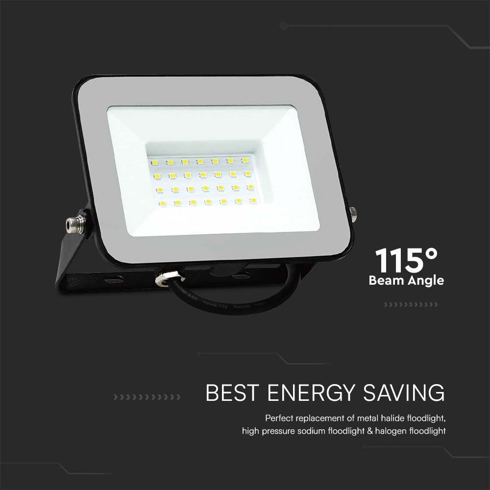 30W Naświetlacz LED SMD / Chip SAMSUNG / Barwa: 4000K / Obudowa: Czarna / Przewód: 1m