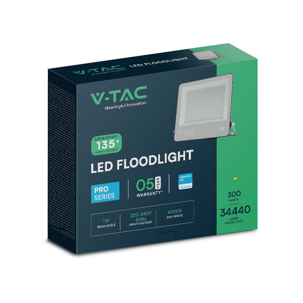 300W Naświetlacz SMD LED / Chip Samsung / Przewód: 1m / Barwa: 4000K / Obudowa: Czarna / Skuteczność 135lm/w