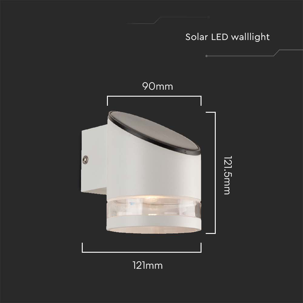 1W Lampa Ścienna LED SMD solarna / Barwa: 3000K / Obudowa: Biała