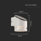 1W Lampa Ścienna LED SMD solarna / Barwa: 3000K / Obudowa: Biała