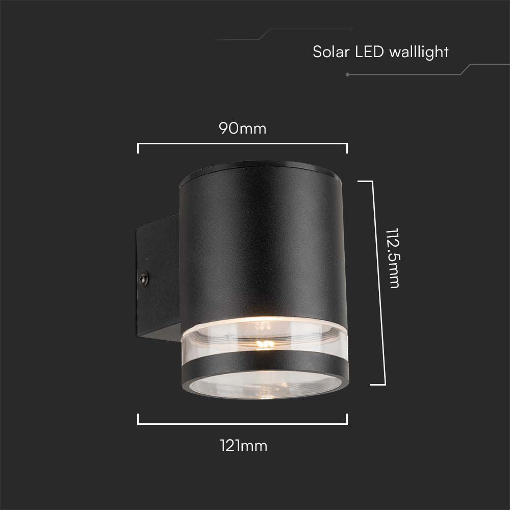 1W Lampa Ścienna LED SMD solarna z czujnikiem mikrofalowym / Barwa: 3000K