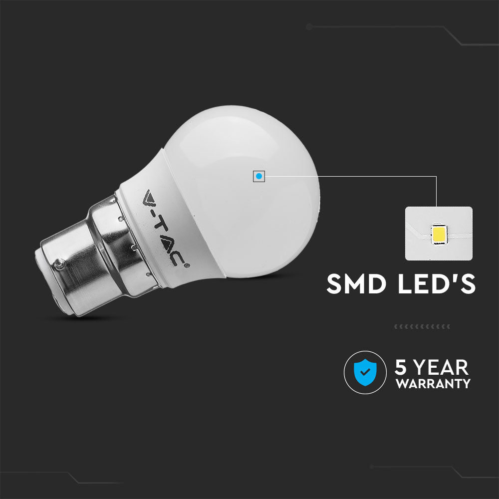 5.5W G45 Żarówka LED / Chip SAMSUNG / Barwa:3000K / Trzonek:B22