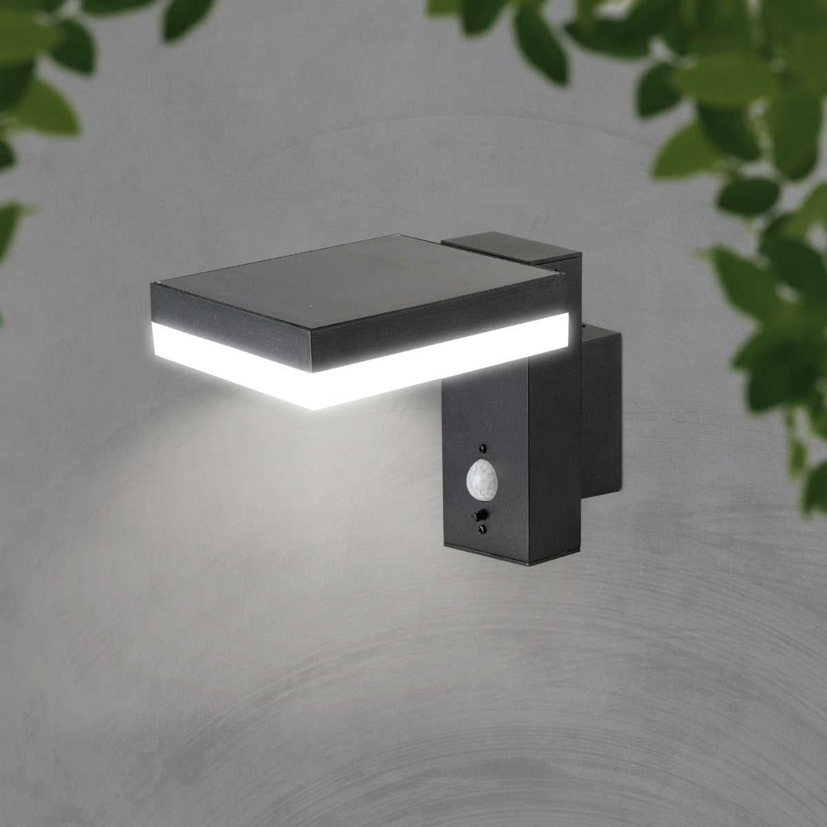 5.5W Lampa ścienna LED SMD solarna z czujnikiem PIR / Barwa: 3000K / Kształt: Kwadratowa