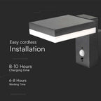 5.5W Lampa ścienna LED SMD solarna z czujnikiem PIR / Barwa: 3000K / Kształt: Kwadratowa