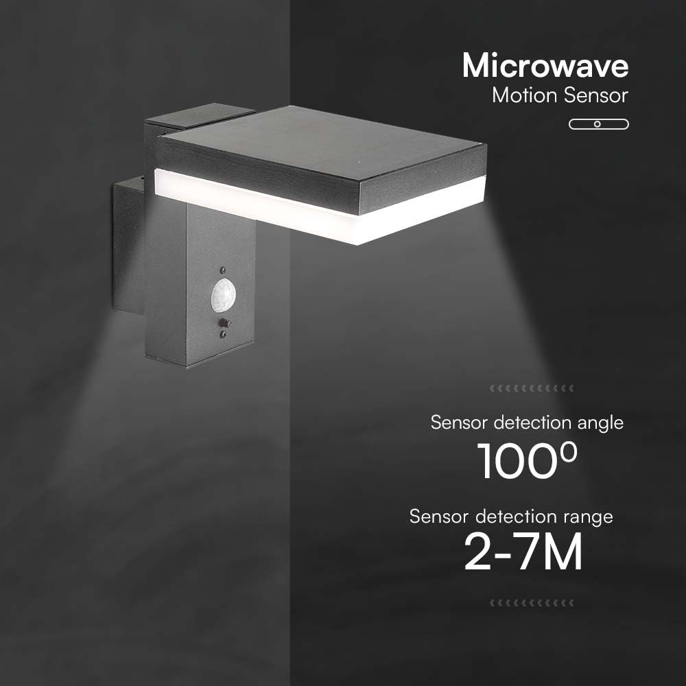 5.5W Lampa ścienna LED SMD solarna z czujnikiem PIR / Barwa: 3000K / Kształt: Kwadratowa
