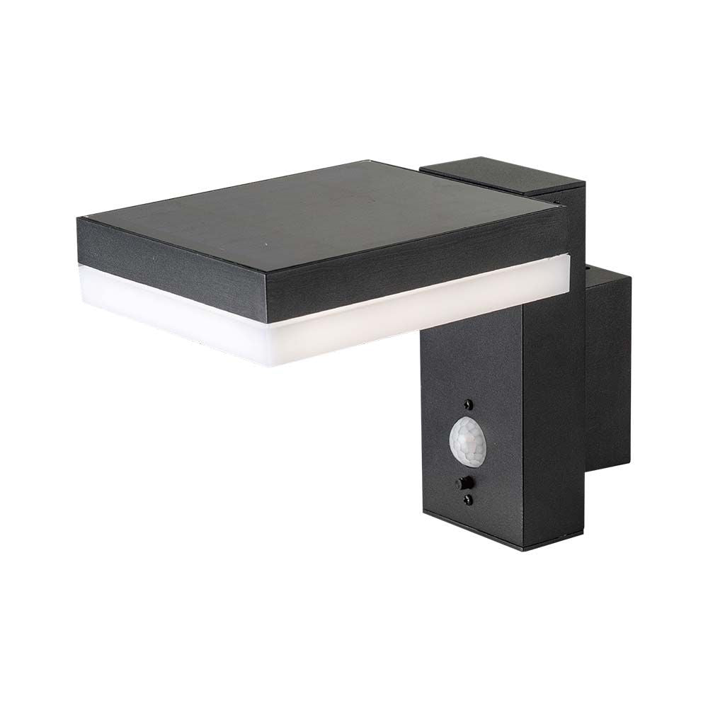 5.5W Lampa ścienna LED SMD solarna z czujnikiem PIR / Barwa: 3000K / Kształt: Kwadratowa