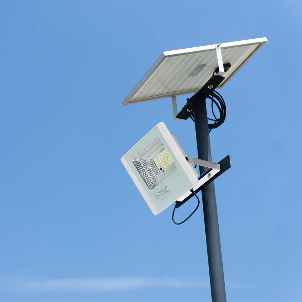 12W Naświetlacz LED z panelem solarnym / Barwa: 4000K / Obudowa: Biała