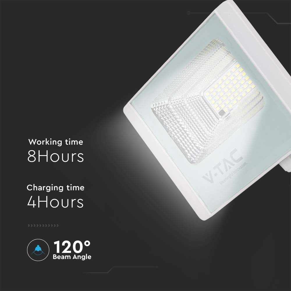20W Naświetlacz LED z panelem solarnym / Barwa: 4000K / Obudowa: Biała