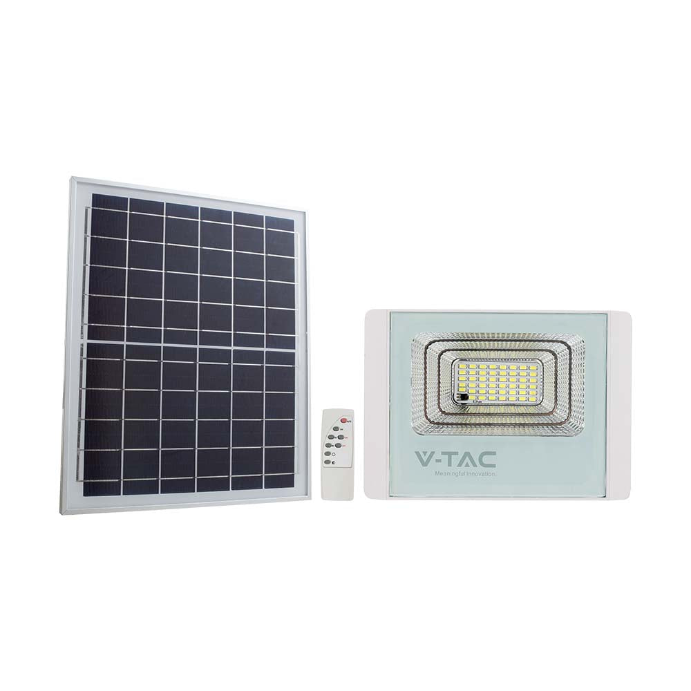 20W Naświetlacz LED z panelem solarnym / Barwa: 6000K / Obudowa: Biała