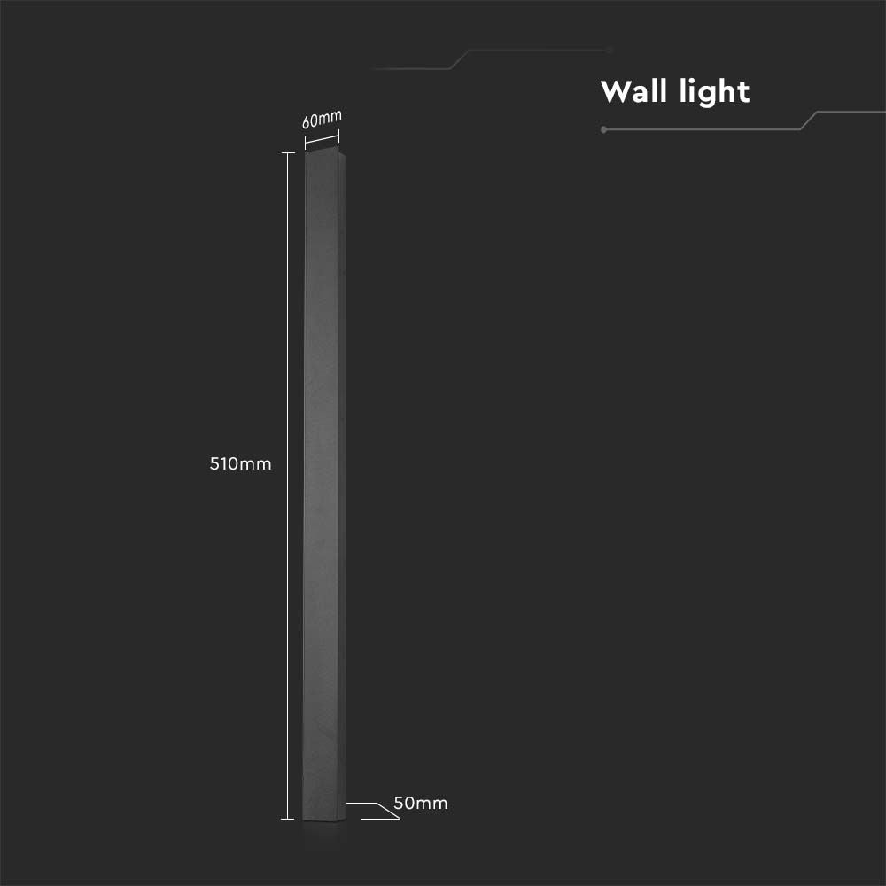 10W Lampa ścienna LED (510*60*50mm) / Barwa: 4000K / Obudowa: Czarna