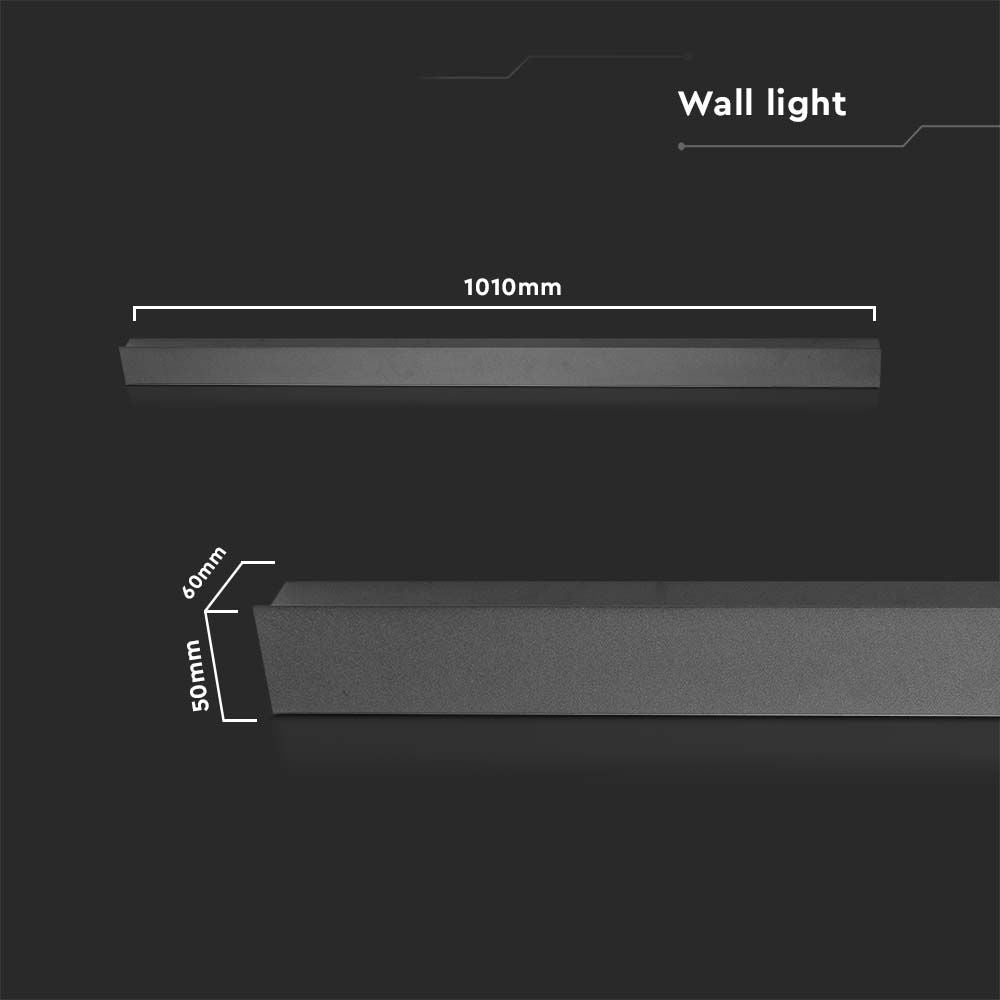 16W Lampa ścienna LED (1010*60*50mm) / Barwa: 3000K / Obudowa: Czarna