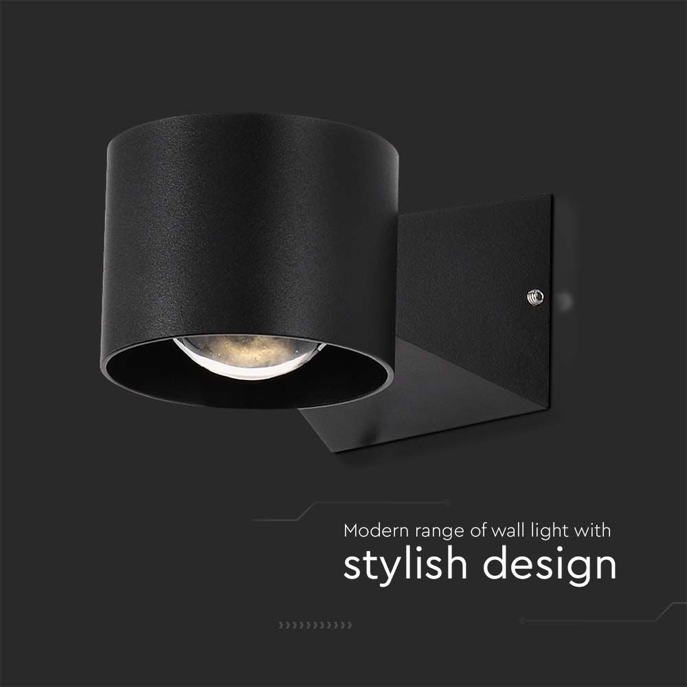 5W Lampa Ścienna LED / Barwa: 3000K / Obudowa: Czarna