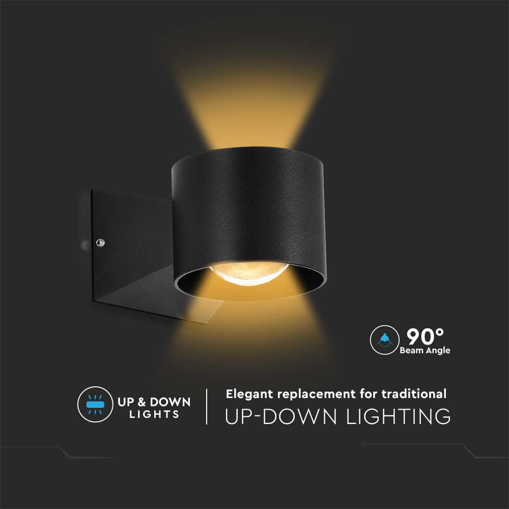 5W Lampa Ścienna LED / Barwa: 3000K / Obudowa: Czarna
