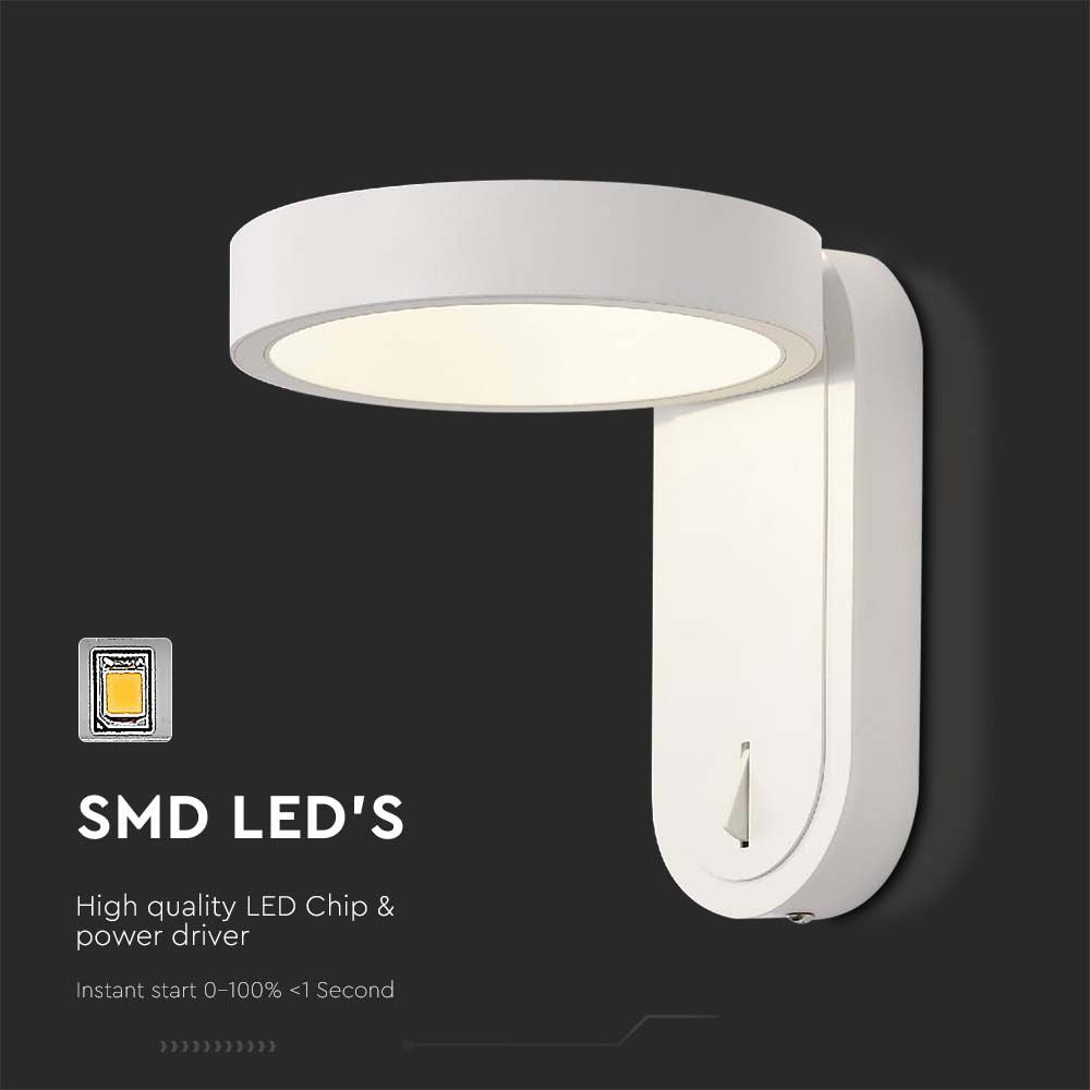 5W Lampa Ścienna LED / Barwa: 3000+4000K / Obudowa: Biała