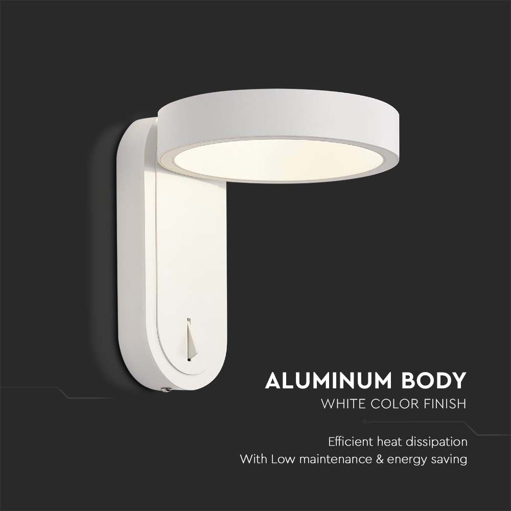 5W Lampa Ścienna LED / Barwa: 3000+4000K / Obudowa: Biała