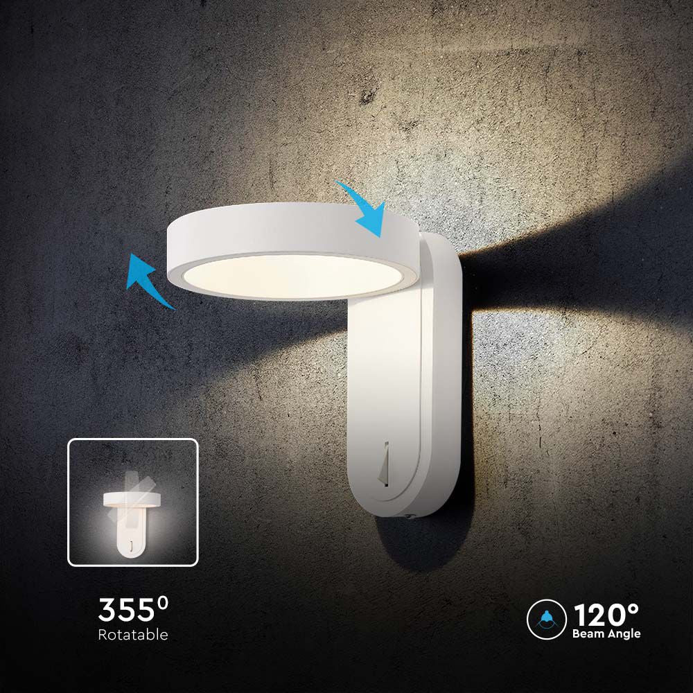 5W Lampa Ścienna LED / Barwa: 3000+4000K / Obudowa: Biała