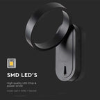 5W Lampa Ścienna LED / Barwa: 3000+4000K / Obudowa: Czarna