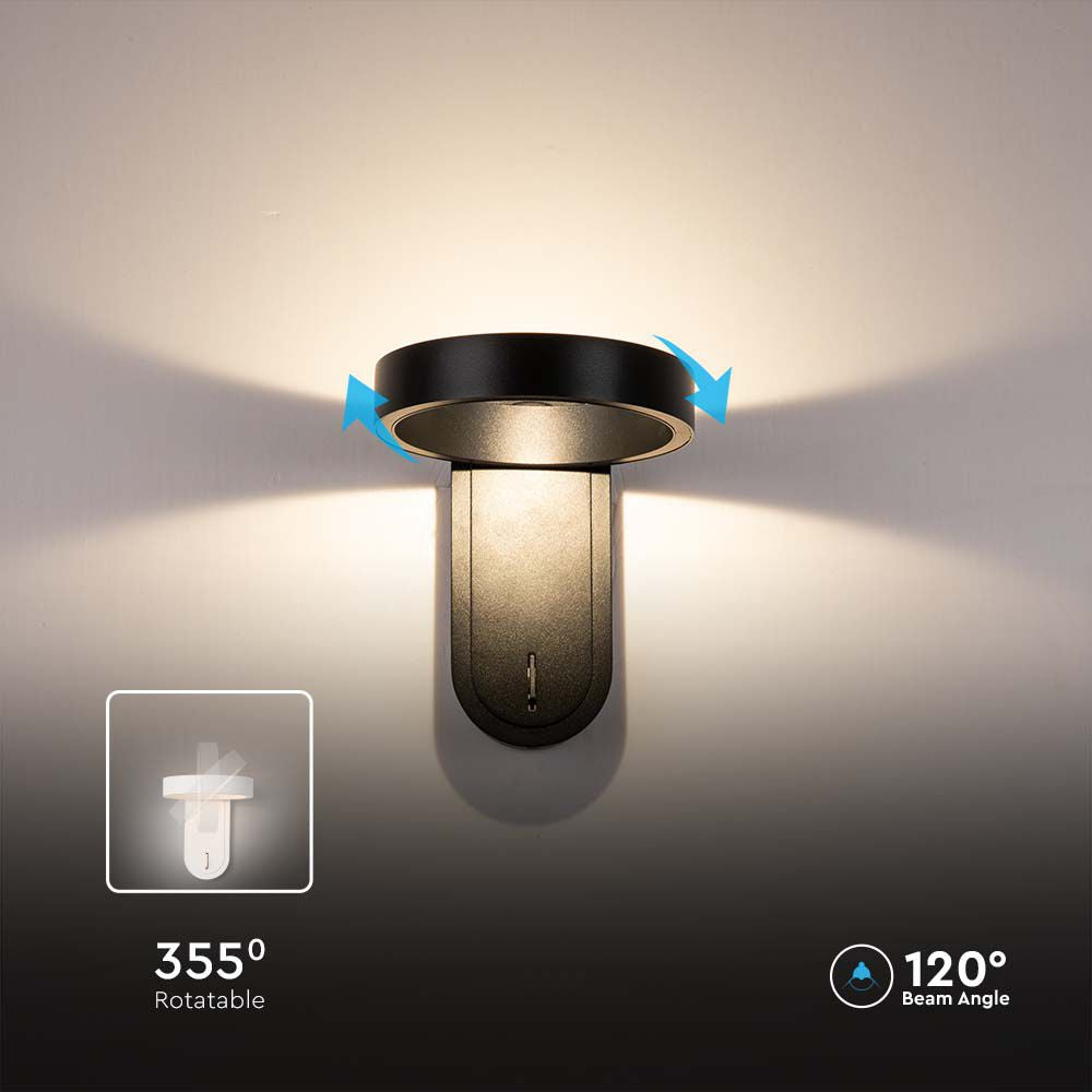 5W Lampa Ścienna LED / Barwa: 3000+4000K / Obudowa: Czarna