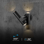 Dwustronna lampa ścienna LED / Obudowa: Czarna