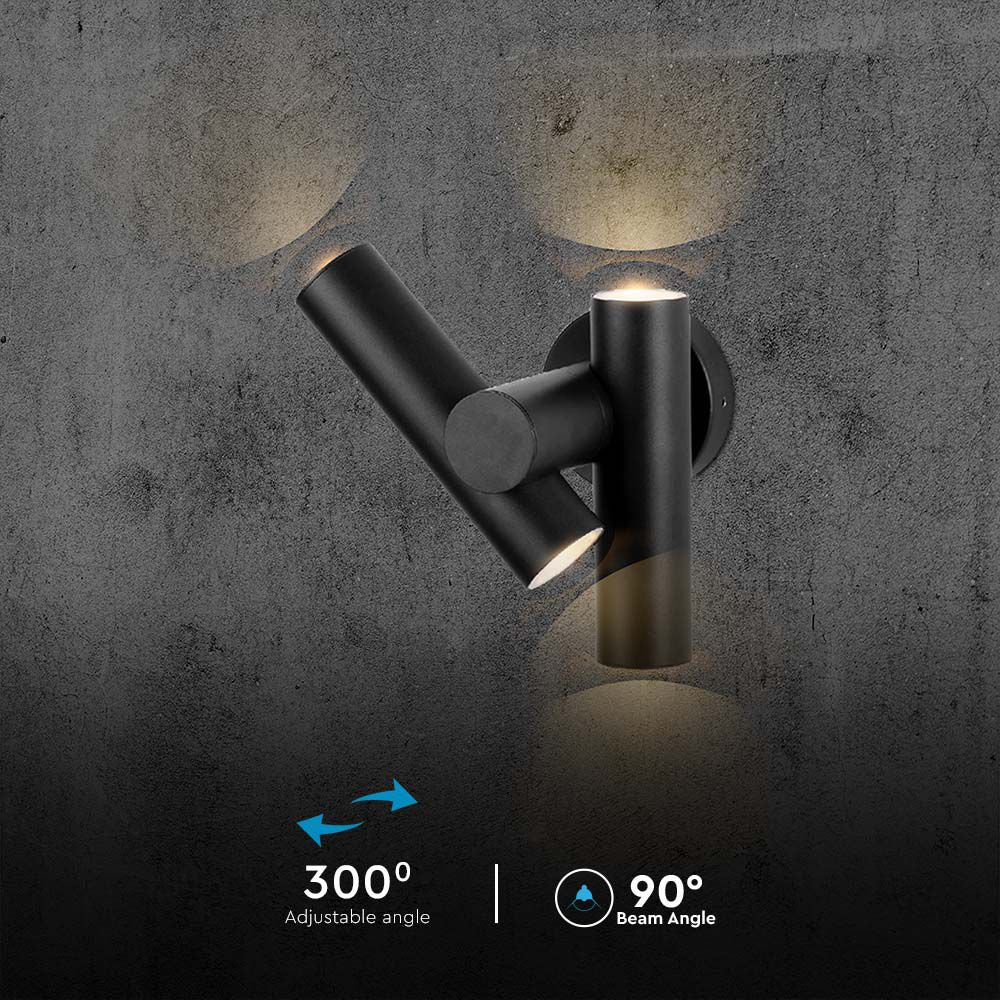 Dwustronna lampa ścienna LED / Barwa: 4000K / Obudowa: Czarna