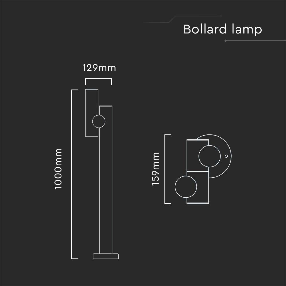 Słupek ogrodowy LED (129X159X1000mm) / Barwa: 4000K / Obudowa: Czarna