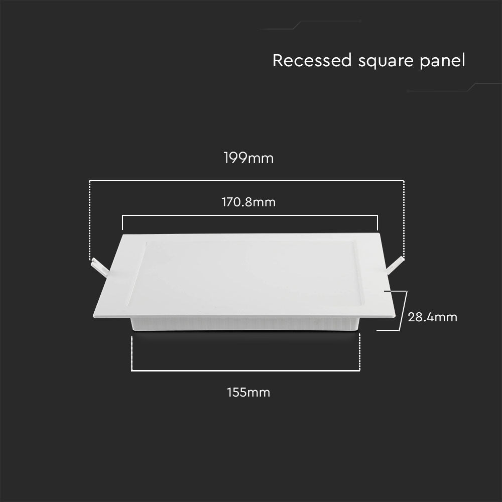 12W Panel LED Podtynkowy / Barwa:6500K / Kształt: Kwadratowy / Biały