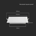 12W Panel LED Podtynkowy / Barwa:3000K / Kształt: Kwadratowy / Biały