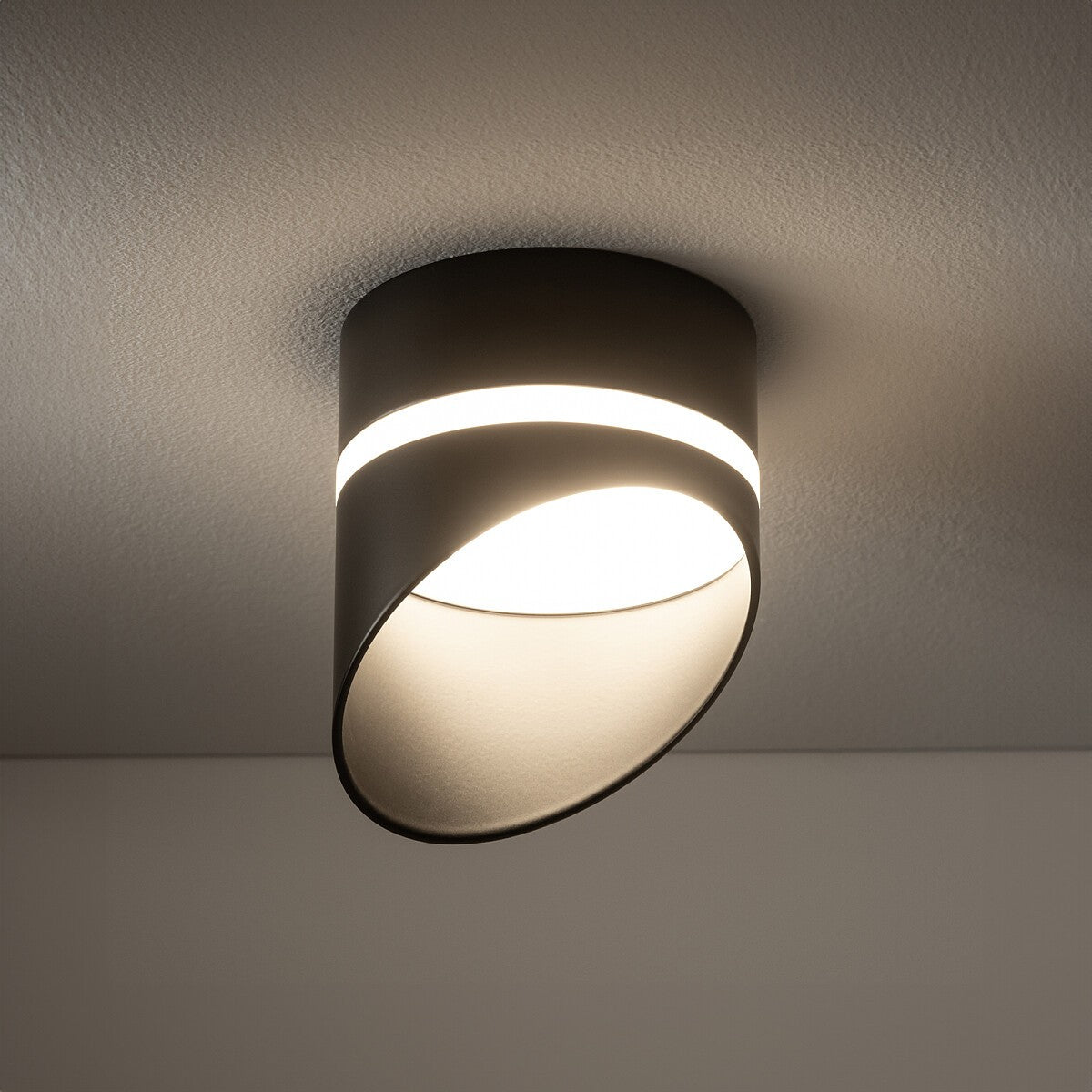 Nowodvorski Lampa downlights podtynkowa VIS 12W only LED 50/60Hz - Aluminium lakierowane - Czarny 10485 - lampa włączona
