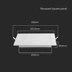 18W Panel LED Podtynkowy / Barwa:4000K / Kształt: Kwadratowy / Biały