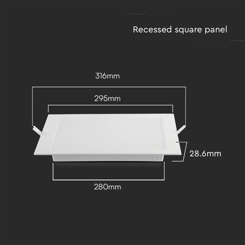 24W Panel LED Podtynkowy / Barwa:4000K / Kształt: Kwadratowy / Biały
