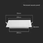 24W Panel LED Podtynkowy / Barwa:6500K / Kształt: Kwadratowy / Biały