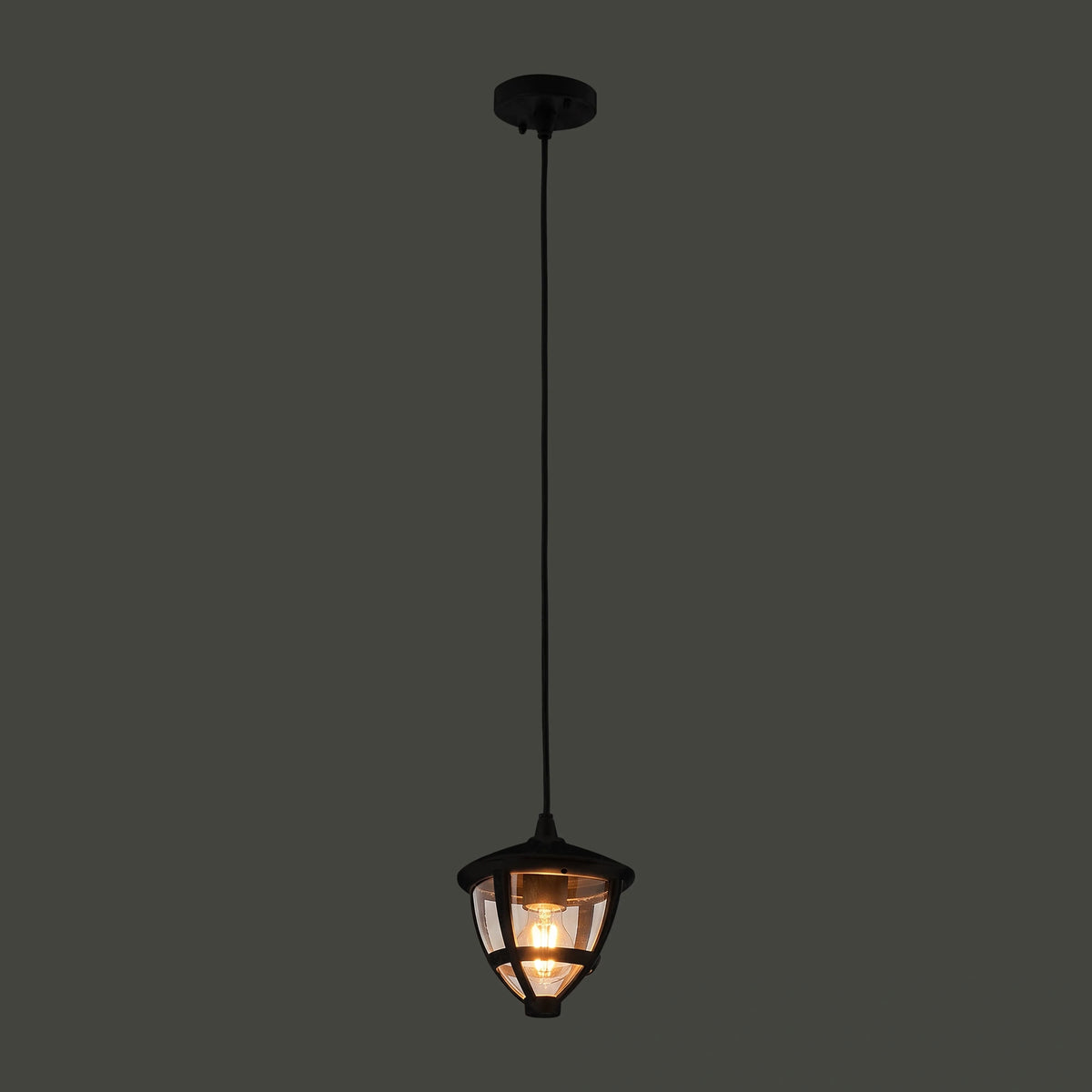 Nowodvorski Lampa wisząca AMELIA BL 10W only LED 50/60Hz IP44 - Aluminium lakierowane - Czarny 10496 - lampa włączona