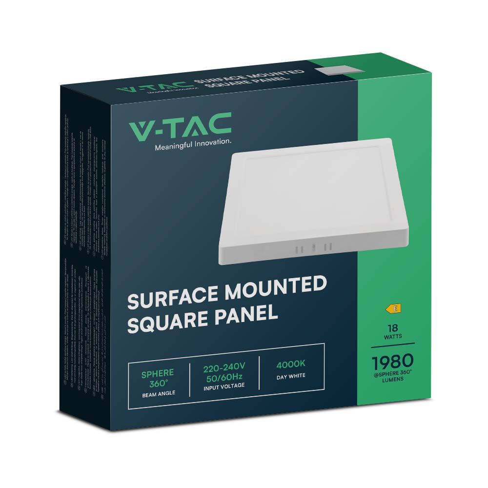 18W Panel LED Natynkowy / Barwa:6500K / Kształt: Kwadratowy / Biały